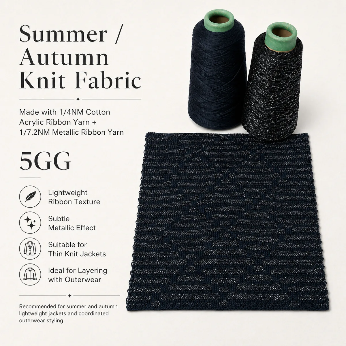 4 NM cotton acrylic tape yarn with 7.2 NM metallic tape yarn detail image by Qianyao Textile
