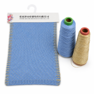 3NM Core-Spun Ribbon Yarn with 1/7.2NM Metallic Lurex Ribbon Yarn Tape Yarn swatch by Qianyao Textile