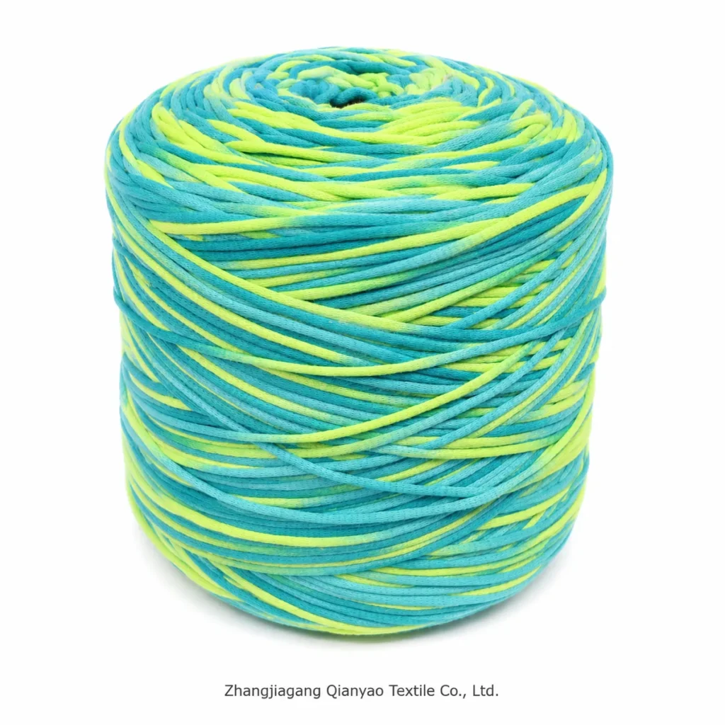 1 NM Cotton Nylon Filled Tube Yarn - Green Mix Space Dyed product swatch by Qianyao Textile