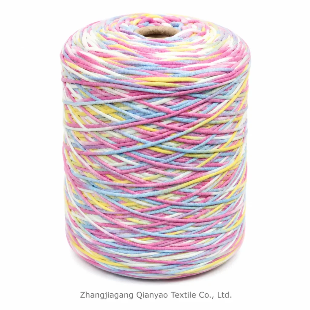 1 NM Cotton Nylon Filled Tube Yarn - Macaron Space Dyed product swatch by Qianyao Textile