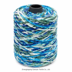 2.3 NM Chenille Yarn - Blue White Space Dyed product swatch by Qianyao Textile