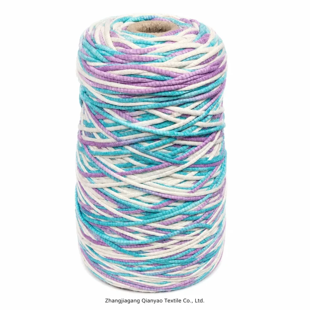 2 NM Cotton Nylon Filled Tube Yarn - Space Dyed product swatch by Qianyao Textile