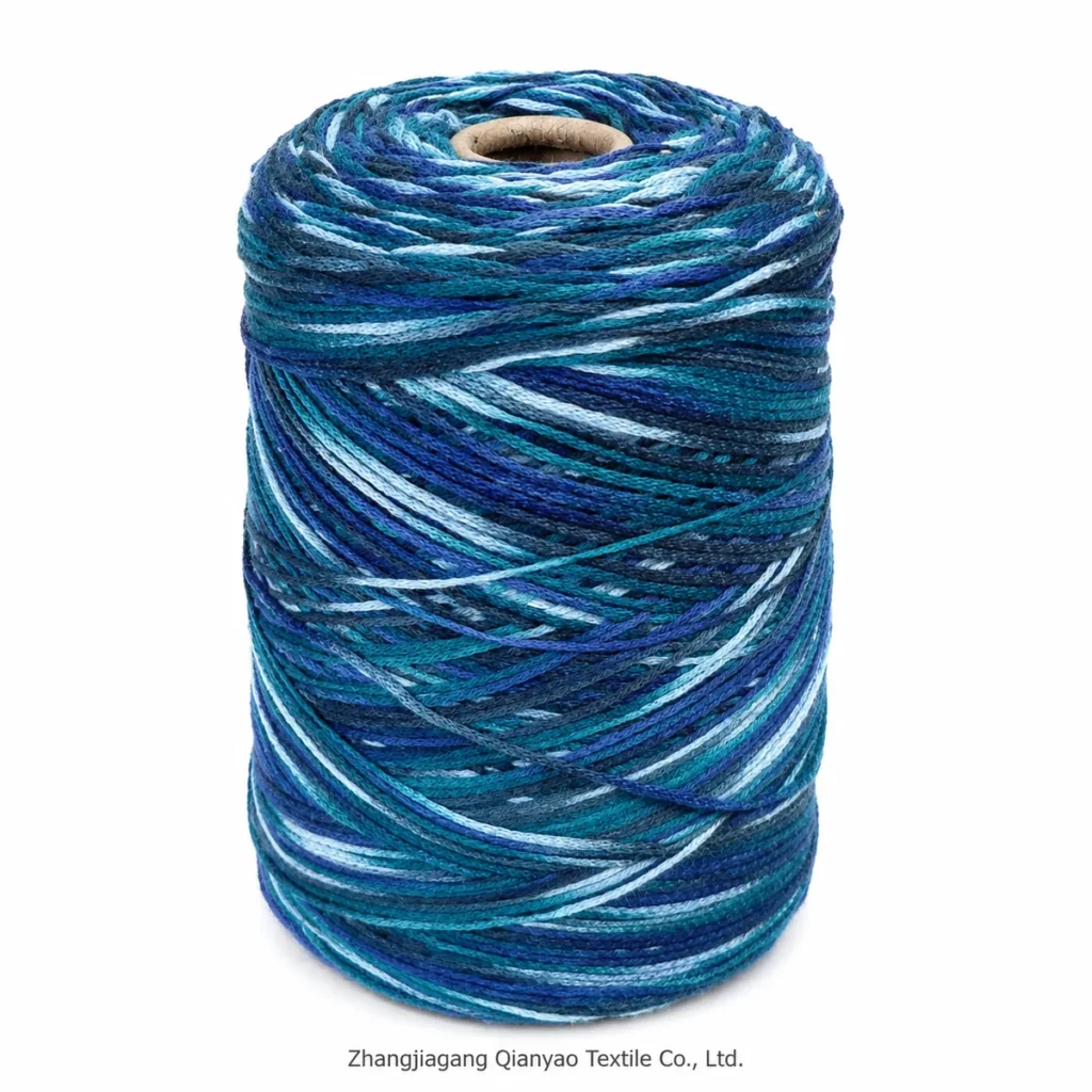 3.6 NM Cotton Tape Yarn - Space Dyed product swatch by Qianyao Textile