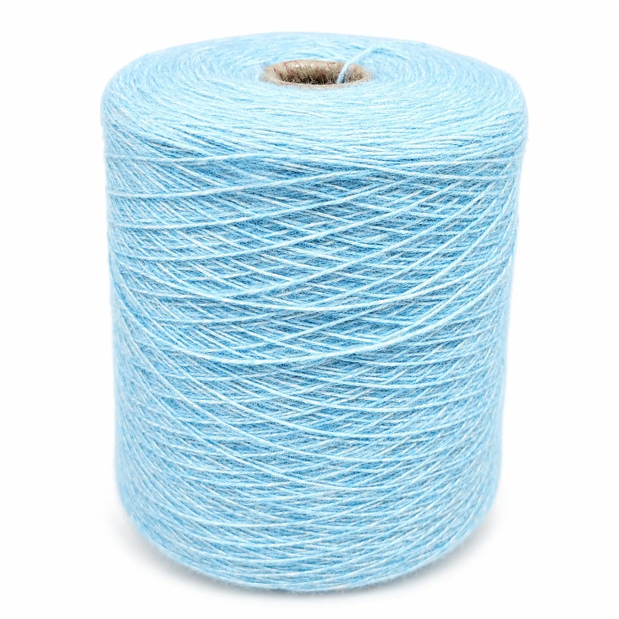 Blue brushed yarn cone for knitwear sourcing guide